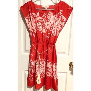 Floral Dress with Tassel Belt